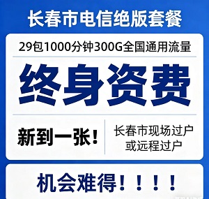 长春人必看！29元月租，终身资费，300G流量+1000分钟，电信绝版卡太良心❤️